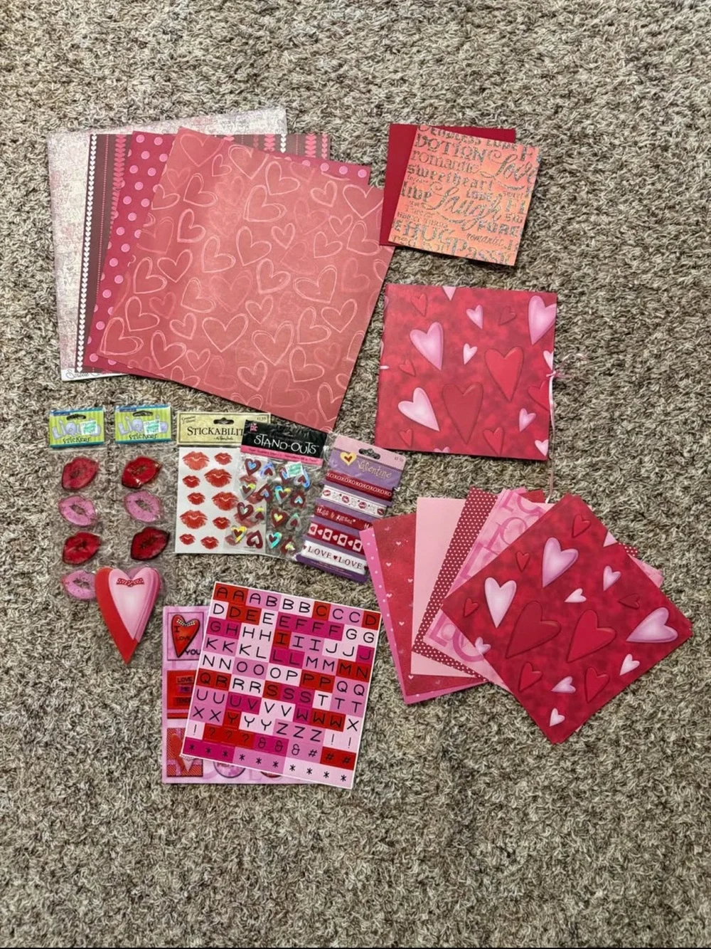 Crafting Valentine's Day Scrapbook Kit - Pink & Red Heart Papers